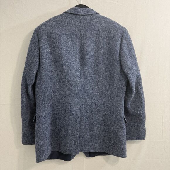 Vintage Harris Tweed 100% Wool Blue Gray Mens Sport Coat 40 Made in USA - Picture 2 of 13